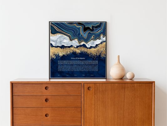 Blue and Gold Marble Ketubah