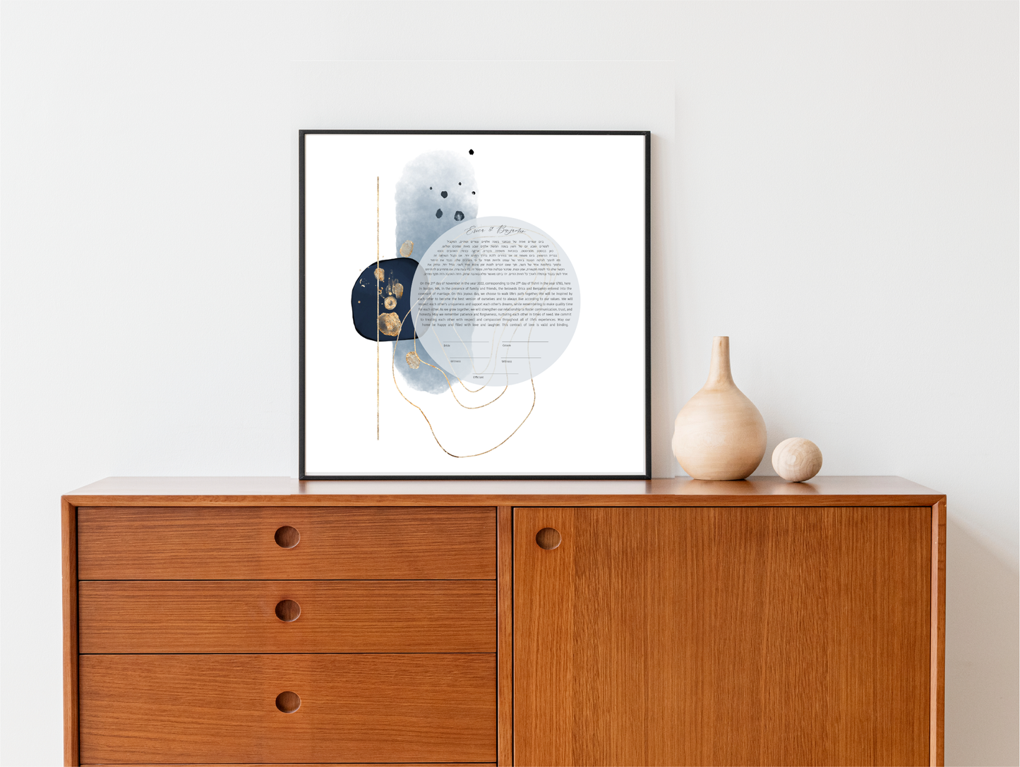 Blue & Gold Modern Square Ketubah 1