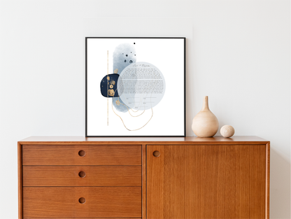 Blue & Gold Modern Square Ketubah 1