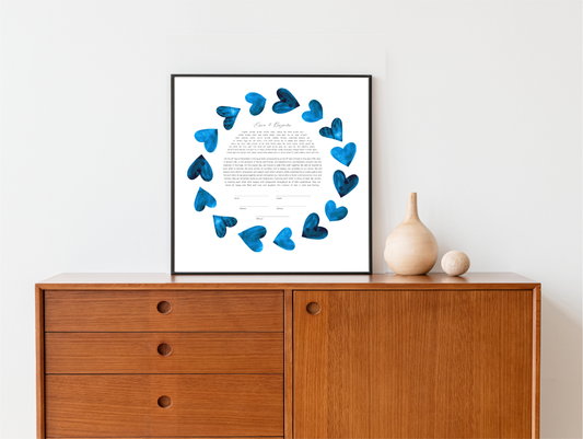 Blue Hearts Watercolor Ketubah