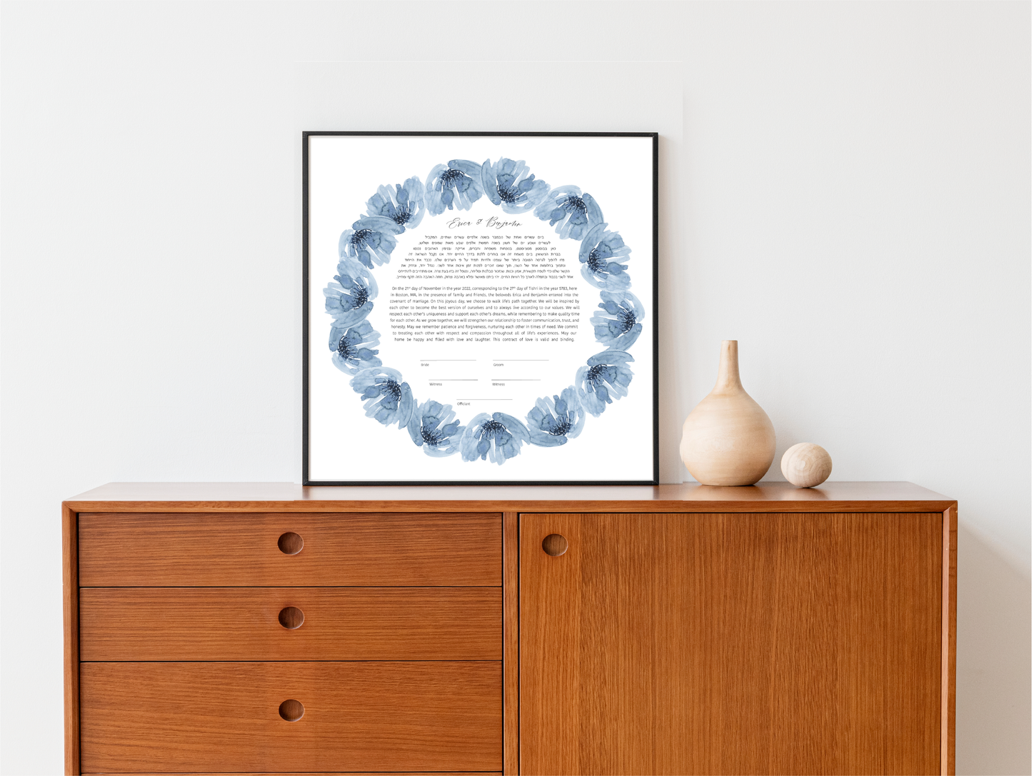 Blue Floral Watercolor Ketubah