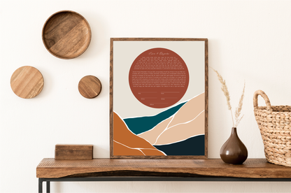 Sun & Mountain Red Modern Ketubah