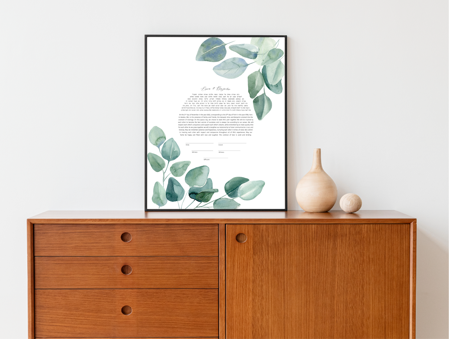 Eucalyptus Watercolor Leaf Ketubah