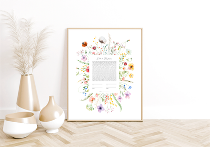 Floral Colorful Watercolor Rectangle Ketubah