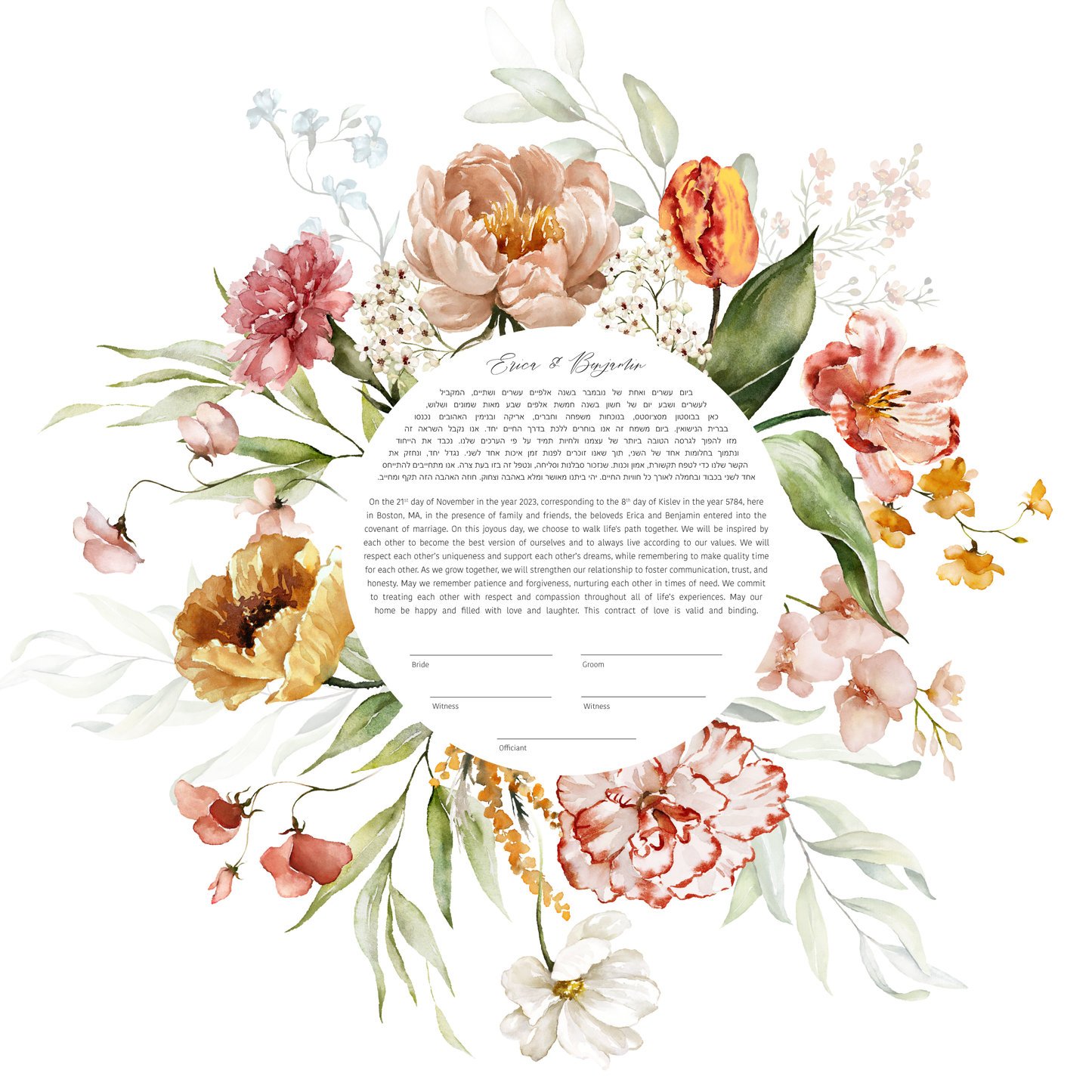 Floral Watercolor Pink Ketubah