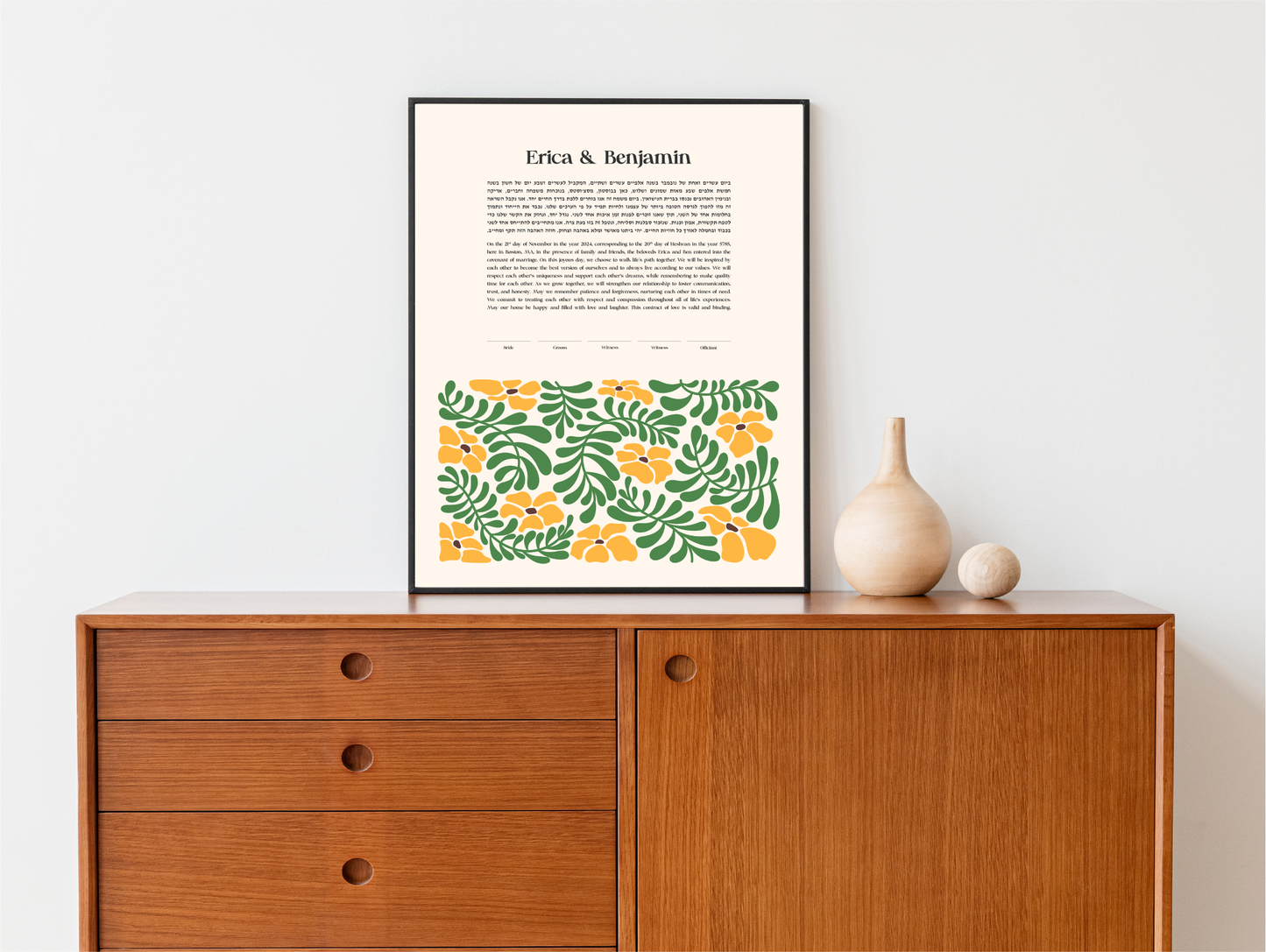 Modern Simple Floral & Leaf Ketubah