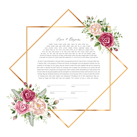 Pink Rose and Gold Ketubah