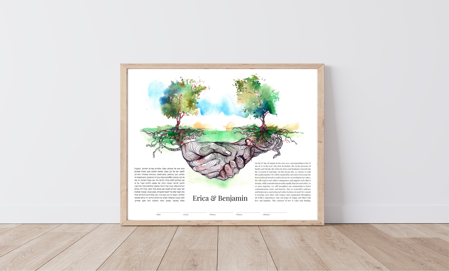 Tree & Holding Hands Watercolor Ketubah