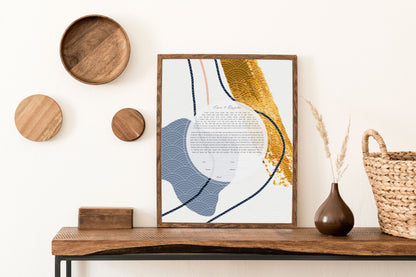 Abstract Blue & Gold Modern Ketubah