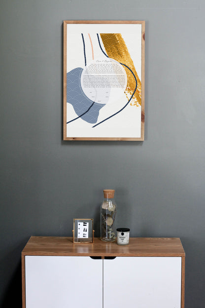 Abstract Blue & Gold Modern Ketubah