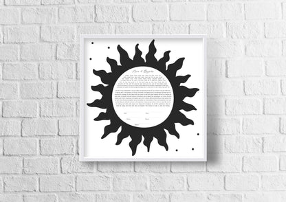 Black Sun Modern Ketubah