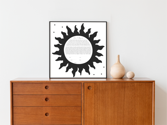 Black Sun Modern Ketubah