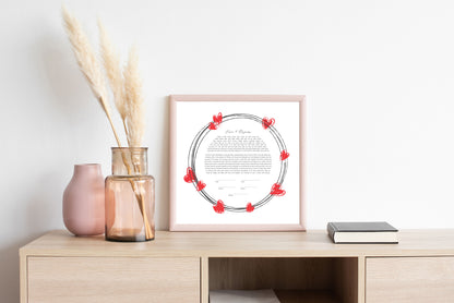 Black & Red Hearts Ketubah
