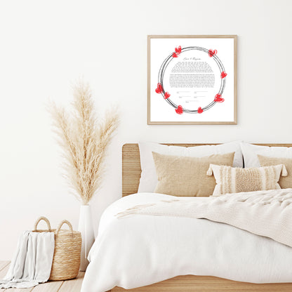 Black & Red Hearts Ketubah