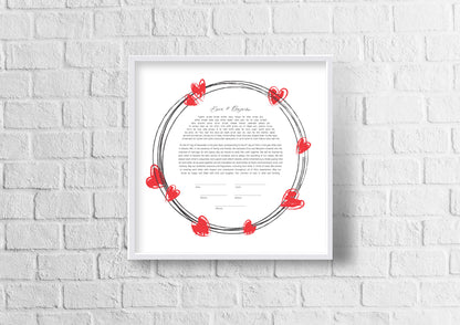 Black & Red Hearts Ketubah