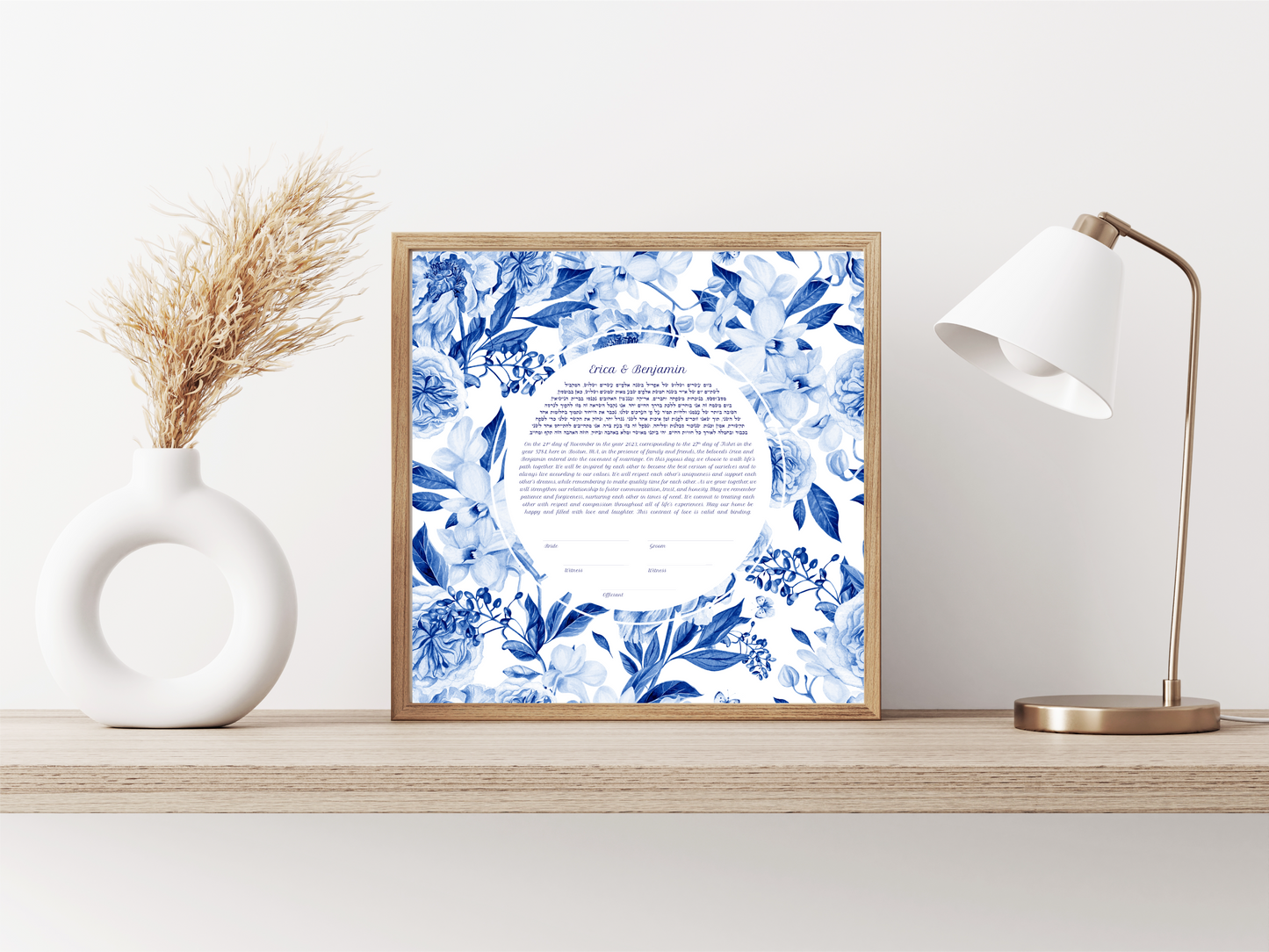 Blue Floral Modern Ketubah