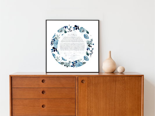 Blue Floral Watercolor Ketubah