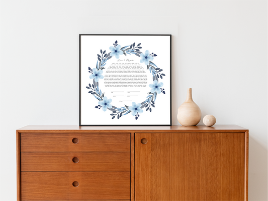 Blue Floral Ketubah