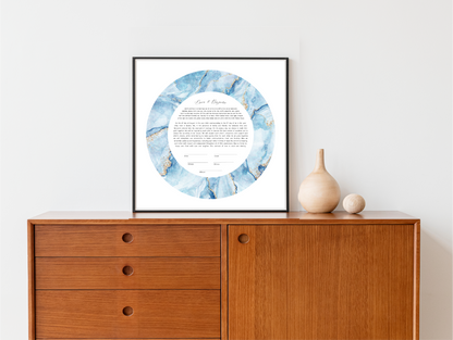 Blue and Gold Marble Watercolor Ketubah