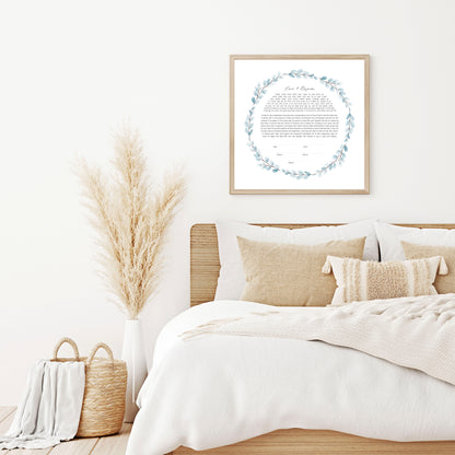 Blue Leaf Round Ketubah