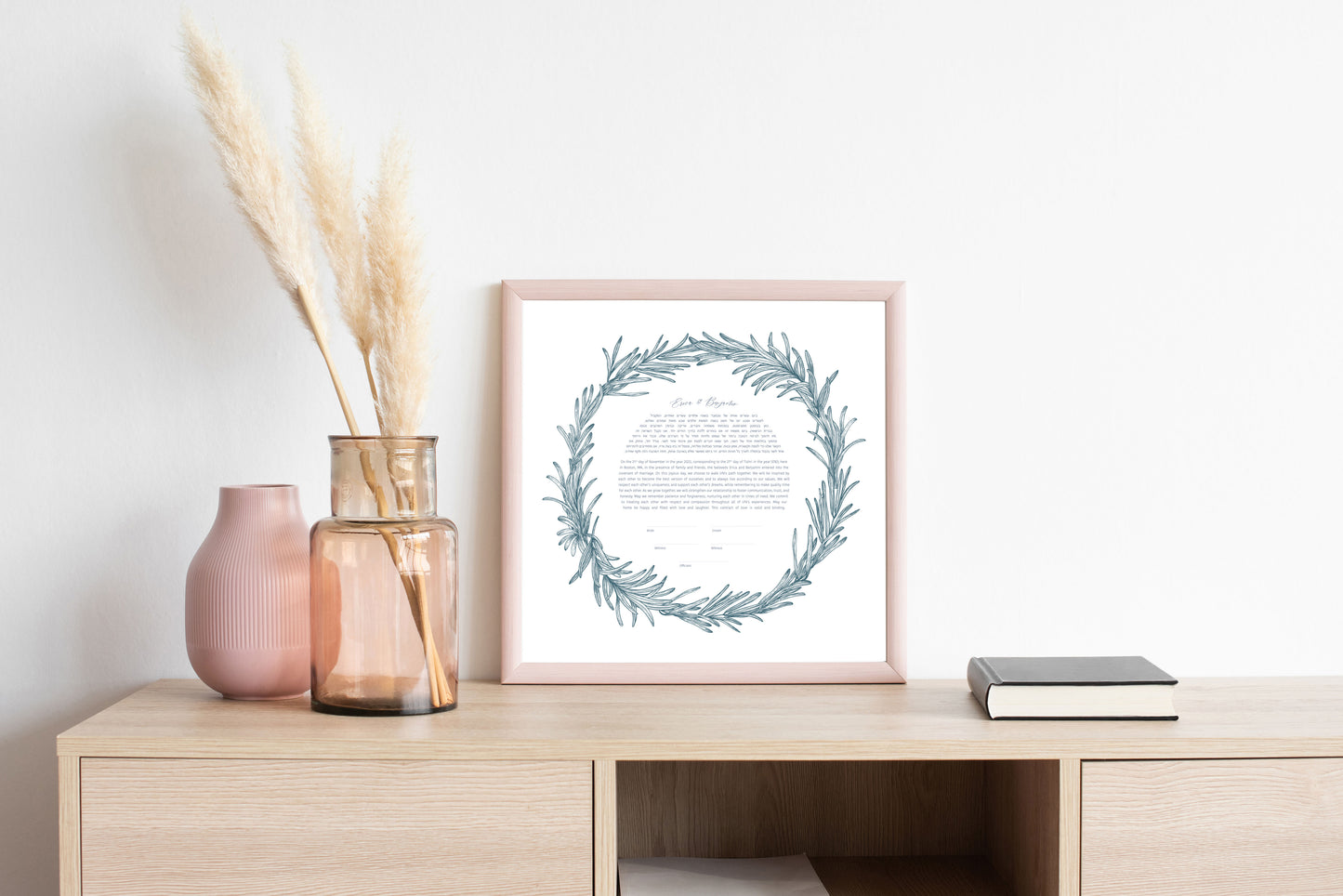 Blue Rosemary Leaf Ketubah