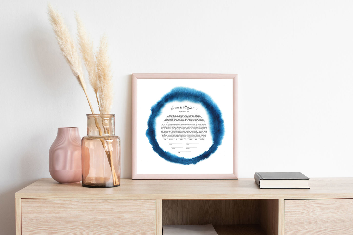 Blue Watercolor Circle Ketubah