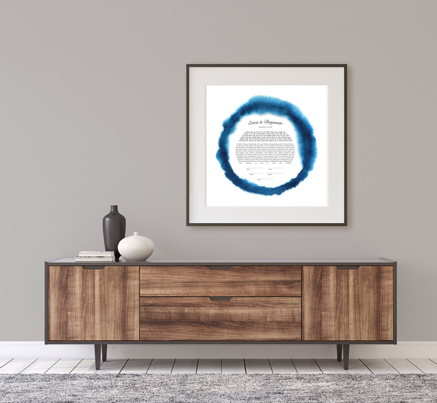 Blue Watercolor Circle Ketubah