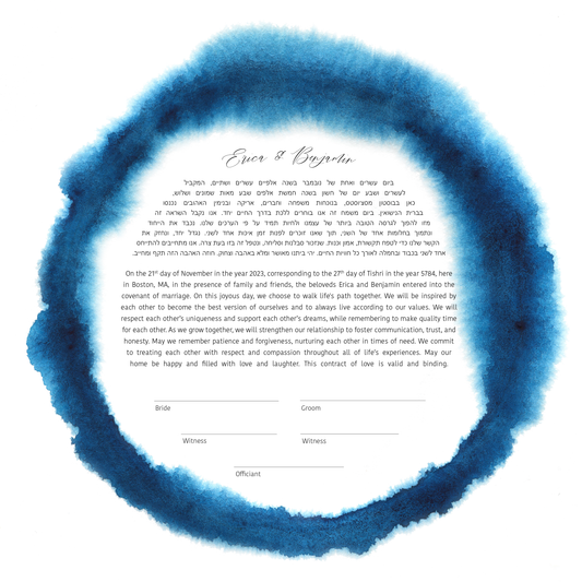 Blue Watercolor Circle Ketubah