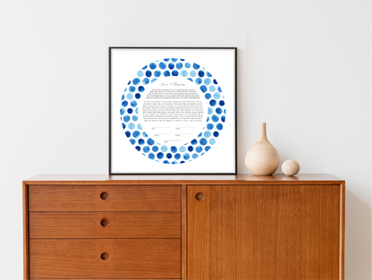 Blue Polka Dot Watercolor Ketubah