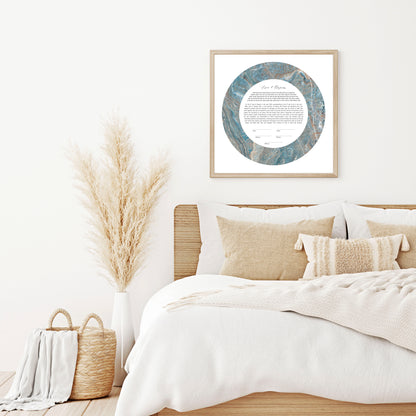 Blue and Beige Marble Ketubah