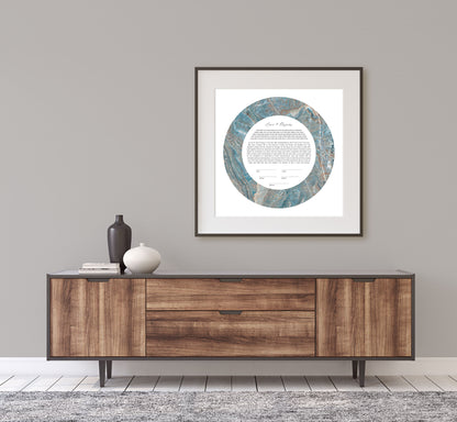 Blue and Beige Marble Ketubah