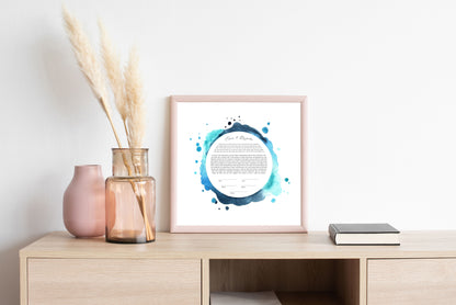 Blue and Black Watercolor Ketubah