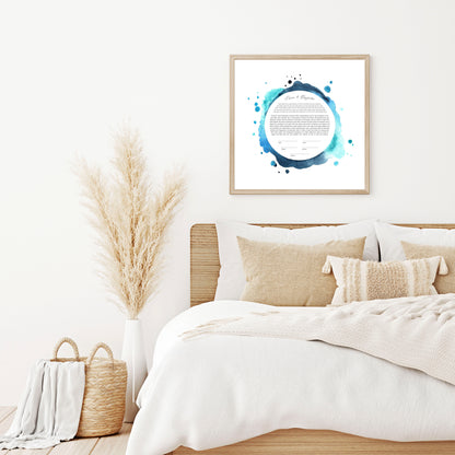 Blue and Black Watercolor Ketubah