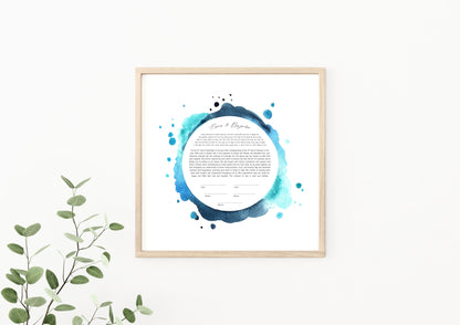 Blue and Black Watercolor Ketubah