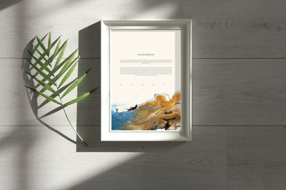 Blue and Gold Acrylic Pour Ketubah