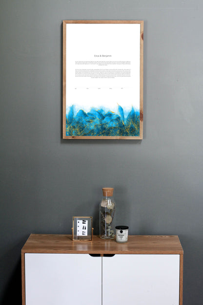 Blue and Gold Leaf Ketubah