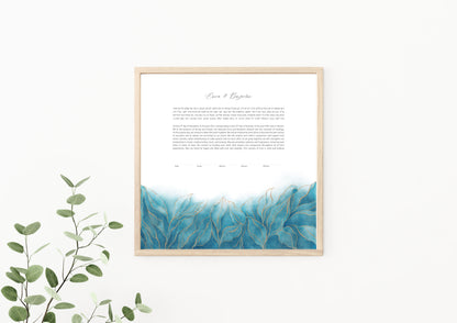 Blue and Gold Watercolor Ketubah