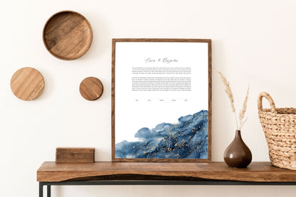 Blue and Gold Wave Ketubah