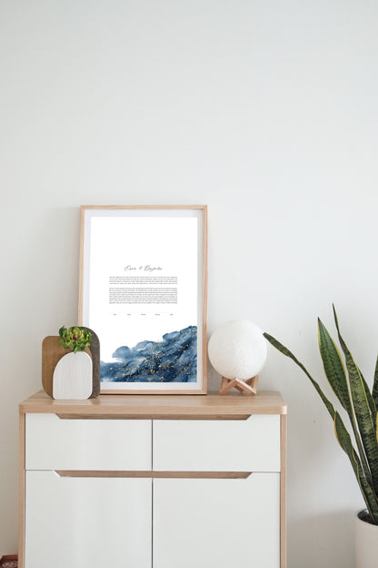 Blue and Gold Wave Ketubah
