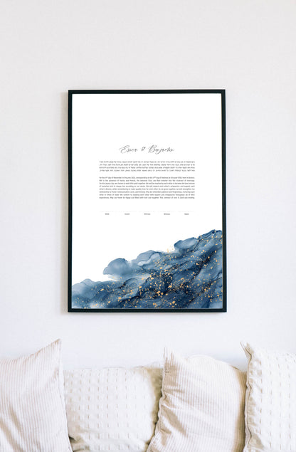 Blue and Gold Wave Ketubah