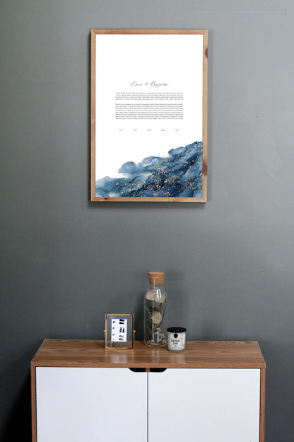 Blue and Gold Wave Ketubah