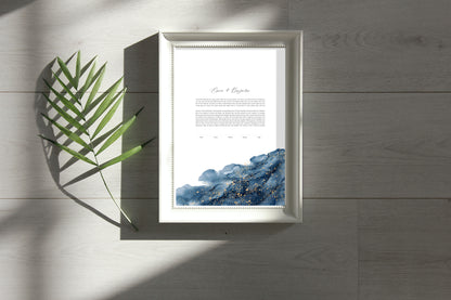 Blue and Gold Wave Ketubah
