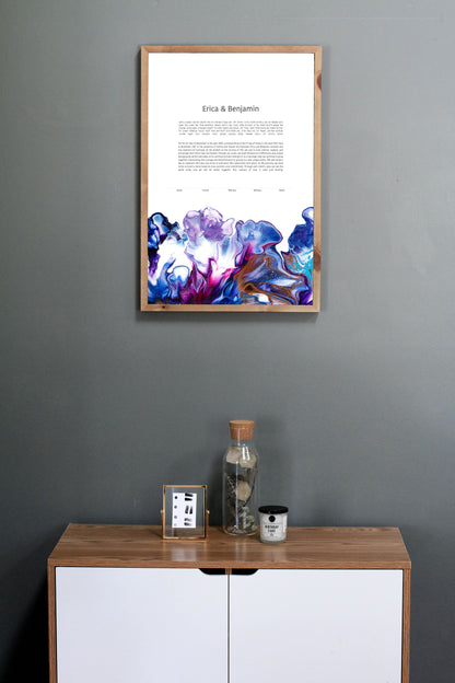 Blue and Purple Acrylic Pour Ketubah