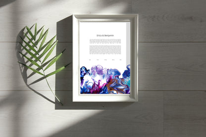 Blue and Purple Acrylic Pour Ketubah