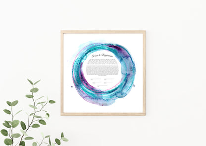 Blue and Purple Watercolor Ketubah
