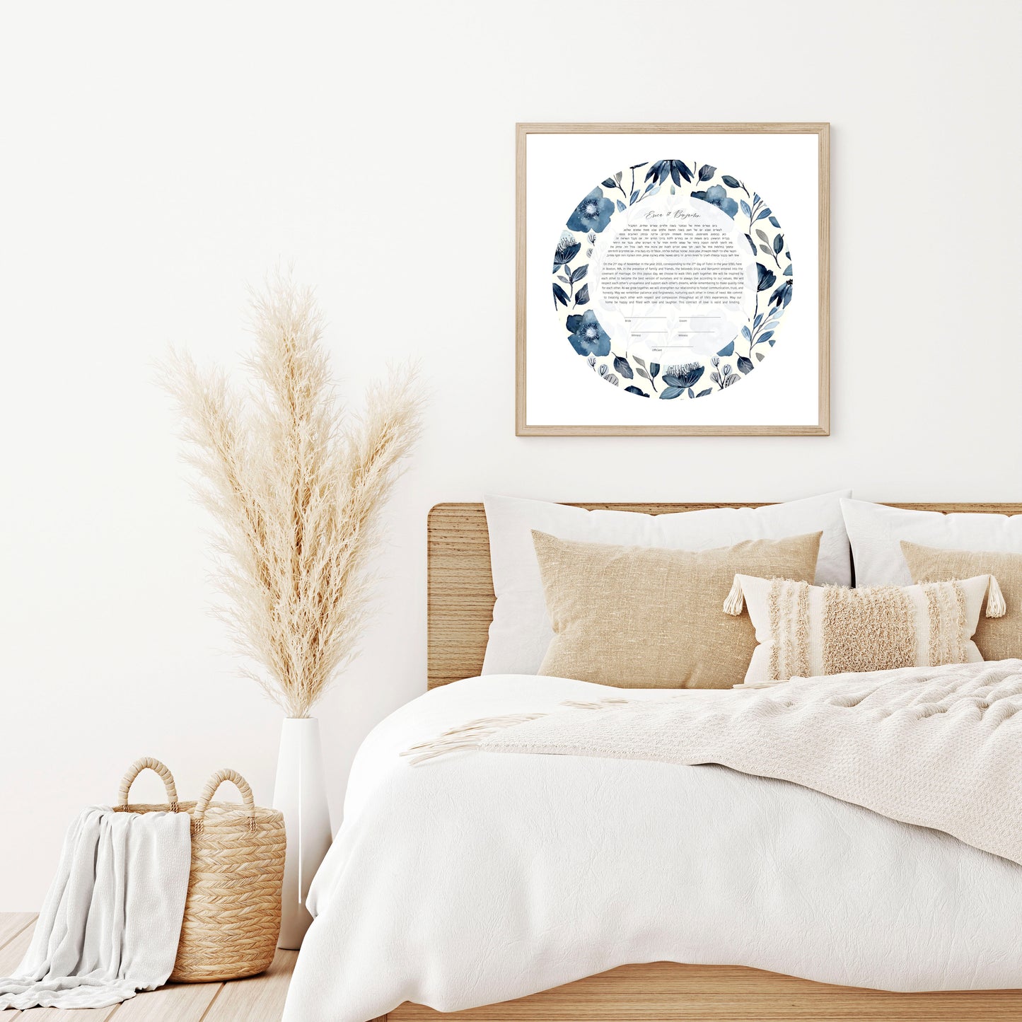 Blue and Yellow Floral Watercolor Ketubah