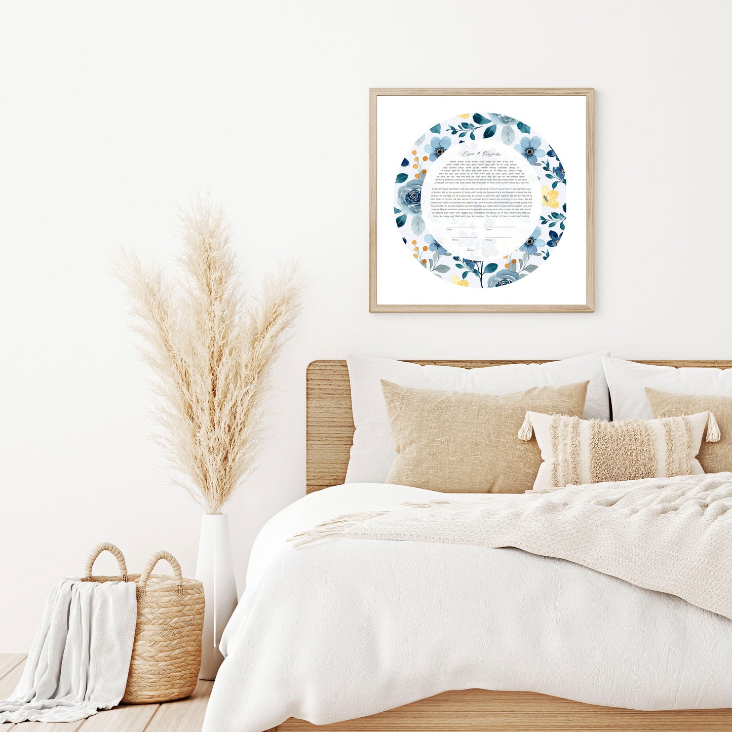 Blue and Yellow Floral Watercolor Ketubah
