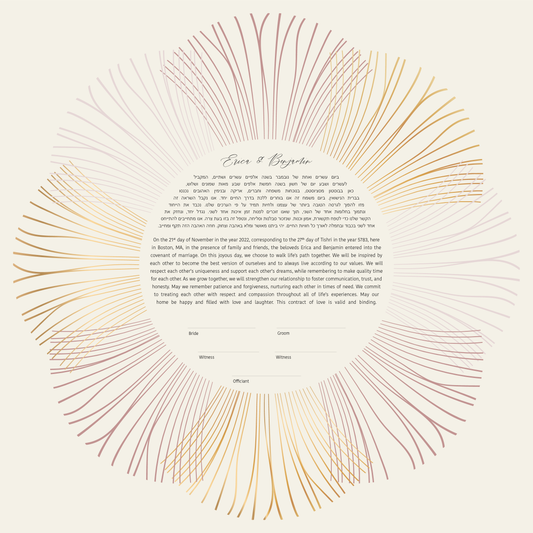 Chromic Gold Bronze & Silver Flower Ketubah