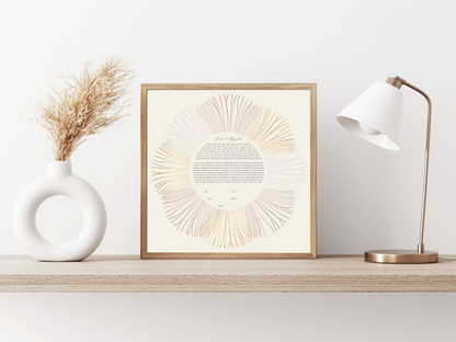 Chromic Gold Bronze & Silver Flower Ketubah