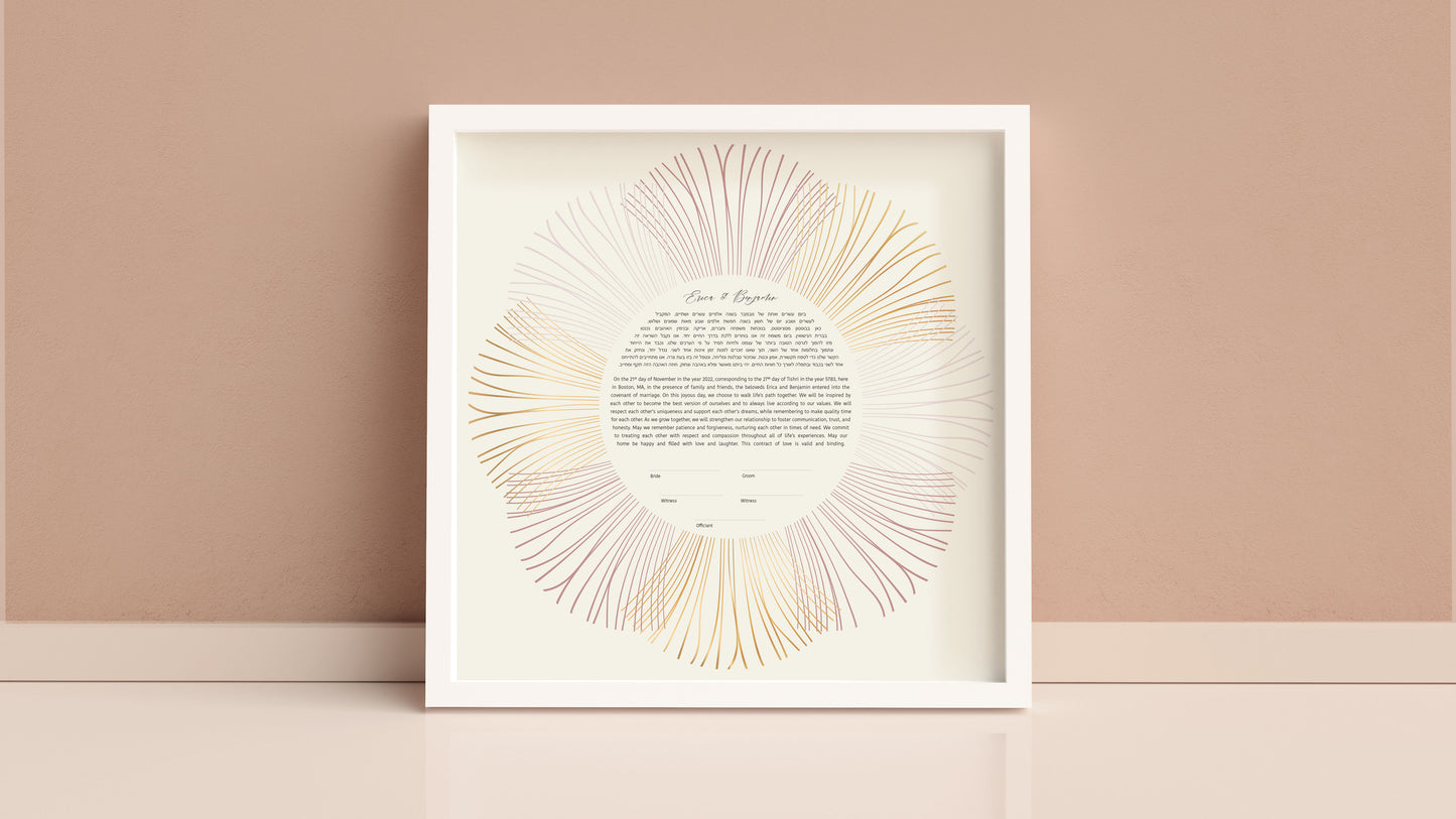 Chromic Gold Bronze & Silver Flower Ketubah